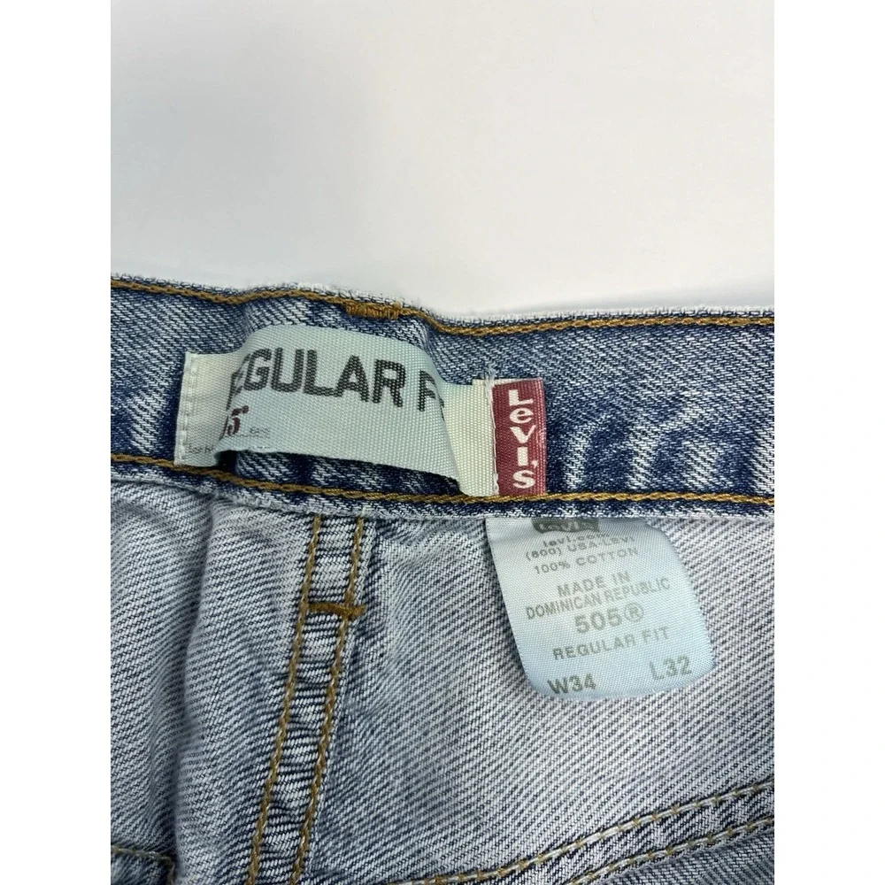 Levis 505 Jeans Mens 32x30 Blue Regular Fit Straight Y2K Vintage Light Wash